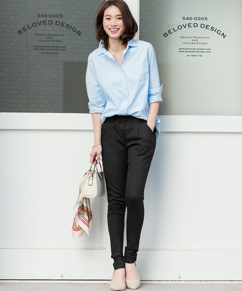 Pierrot（ピエロ）の「【ラインがキレイで履きやすい】ストレッチ サルエルパンツ/ジョッパーズ（その他パンツ・レディース・ブラック/カーキ/ネイビー/カモフラージュ/ストライプ/チェック/オフホワイト/ベージュ/ホワイト系その他・L/M）」の16枚目の写真