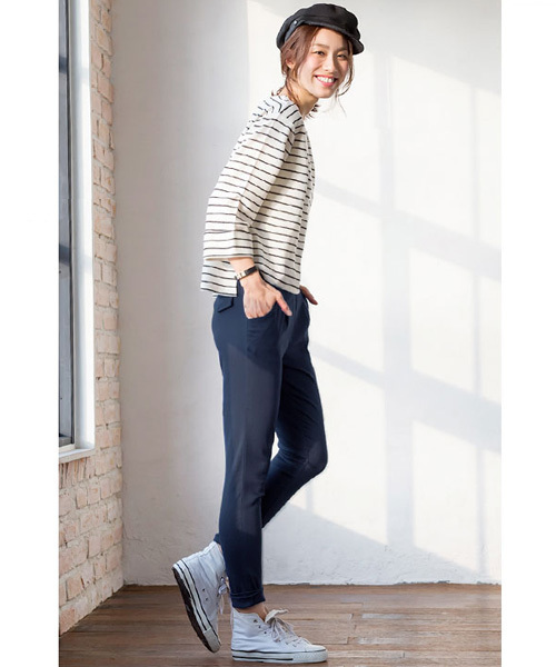 Pierrot（ピエロ）の「【ラインがキレイで履きやすい】ストレッチ サルエルパンツ/ジョッパーズ（その他パンツ・レディース・ブラック/カーキ/ネイビー/カモフラージュ/ストライプ/チェック/オフホワイト/ベージュ/ホワイト系その他・L/M）」の18枚目の写真