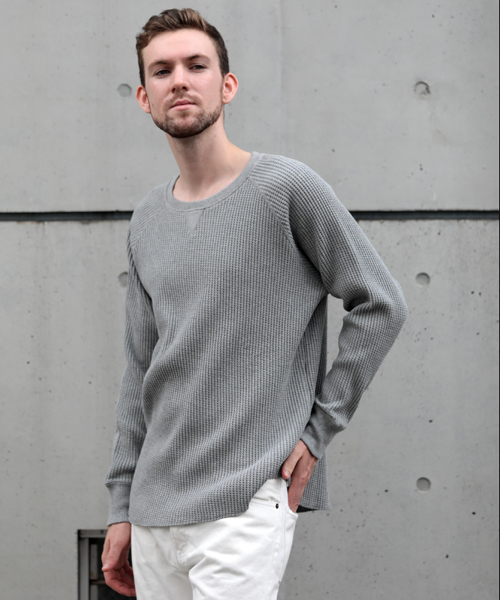 Denime（ドゥニーム）の「ビッグワッフルロングスリーブTEE（Tシャツ/カットソー・メンズ・ブラック/杢グレー/ホワイト・X-LARGE/LARGE/MEDIUM）」の3枚目の写真