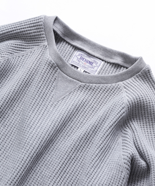 Denime（ドゥニーム）の「ビッグワッフルロングスリーブTEE（Tシャツ/カットソー・メンズ・ブラック/杢グレー/ホワイト・X-LARGE/LARGE/MEDIUM）」の13枚目の写真