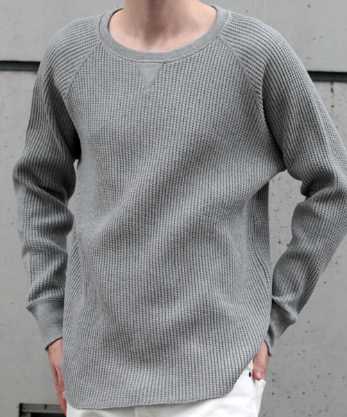 Denime（ドゥニーム）の「ビッグワッフルロングスリーブTEE（Tシャツ/カットソー・メンズ・ブラック/杢グレー/ホワイト・X-LARGE/LARGE/MEDIUM）」の22枚目の写真