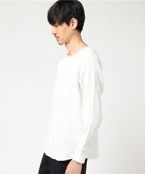 Denime（ドゥニーム）の「ビッグワッフルロングスリーブTEE（Tシャツ/カットソー・メンズ・ブラック/杢グレー/ホワイト・X-LARGE/LARGE/MEDIUM）」の5枚目の写真