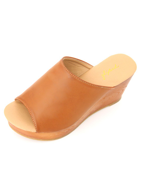 Luz Llena (glifeed） （ラズレナグリフィード）の「ウッド調ウェッジソールサボサンダル（サンダル・レディース・ブラック/ダークブラウン/キャメル・LARGE/SMALL/MEDIUM/X-LARGE）」の5枚目の写真