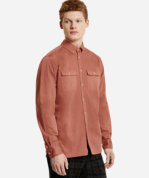 Saturdays NYC(サタデーズ ニューヨークシティ )の「Angus Button Down Broken Twill Shirt(シャツ/ブラウス・メンズ・ネイビー/レンガ・X-SMALL/M/L/S/X-LARGE)」の2枚目の写真