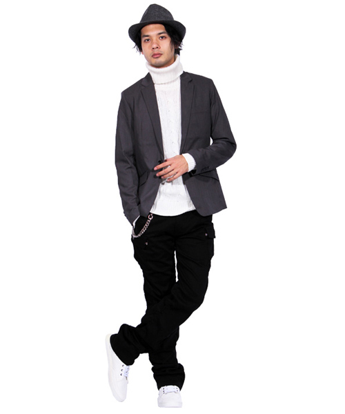 ８(eight)（エイト）の「ヘリンボーン 中折れ ハット 帽子 （ハット・メンズ・チャコールグレー/グレー・FREE）」の4枚目の写真