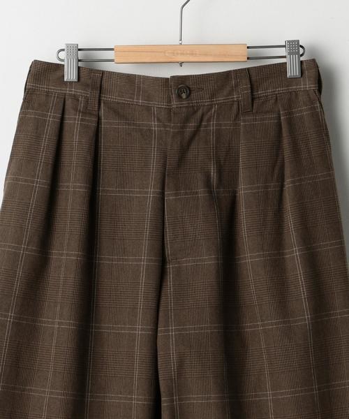 coen（コーエン）の「【セットアップ企画】グレンチェックワイドタックパンツ※ジャケット別売り（その他パンツ・メンズ・ブラウン/ダークグレー・LARGE/MEDIUM/X-LARGE/SMALL）」の4枚目の写真