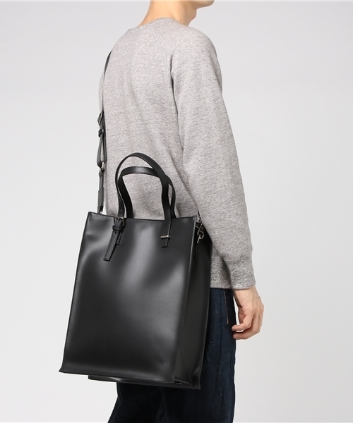ABAHOUSE（アバハウス）の「レザー縦型トートバッグ（トートバッグ・メンズ・ブラック・FREE）」の3枚目の写真