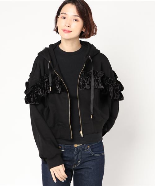 onespo（ワンスポ）の「ベロアフリルパーカー（その他アウター・レディース・ブラック/ピンク/レッド・M）」の9枚目の写真