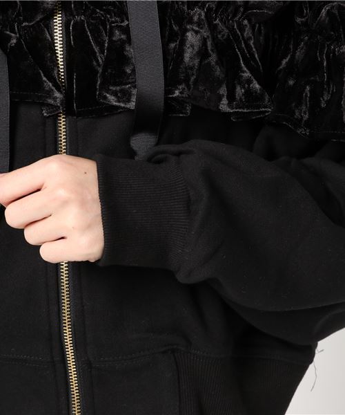 onespo（ワンスポ）の「ベロアフリルパーカー（その他アウター・レディース・ブラック/ピンク/レッド・M）」の7枚目の写真