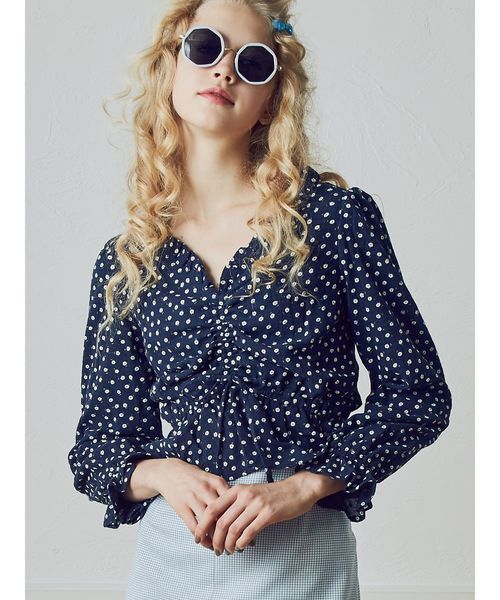 dazzlin（ダズリン）の「ぷっくりフラワーブラウス（シャツ/ブラウス・レディース・ネイビー/オフホワイト/イエロー・FREE）」の8枚目の写真