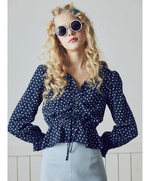 dazzlin（ダズリン）の「ぷっくりフラワーブラウス（シャツ/ブラウス・レディース・ネイビー/オフホワイト/イエロー・FREE）」の14枚目の写真