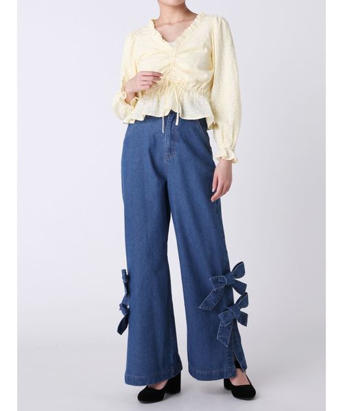 dazzlin（ダズリン）の「ぷっくりフラワーブラウス（シャツ/ブラウス・レディース・ネイビー/オフホワイト/イエロー・FREE）」の11枚目の写真