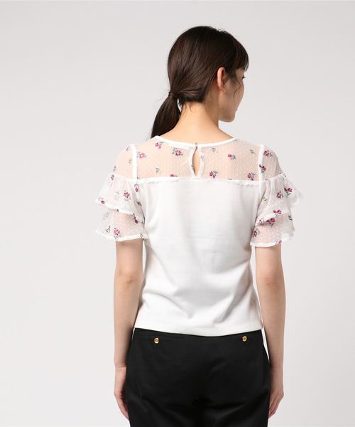 MIIA（ミーア）の「チュール刺繍ティアードスリーブカットプルオーバー（Tシャツ/カットソー・レディース・オフホワイト/パープル系その他/ブラック/ブルー・FREE）」の6枚目の写真