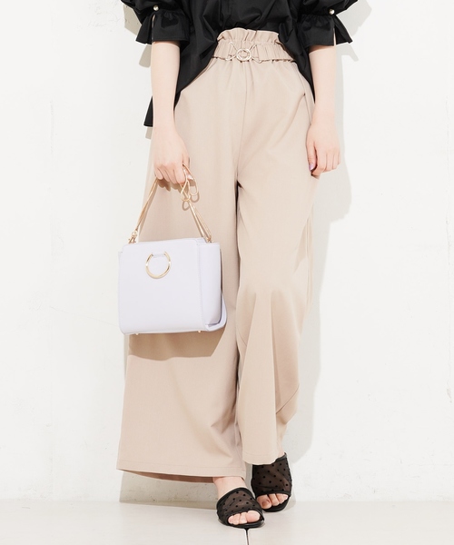 natural couture(ナチュラルクチュール)の「金具バックルベルト付パンツ(その他パンツ・レディース・ベージュ/グリーン/ブルー/ドット・FREE)」の1枚目の写真
