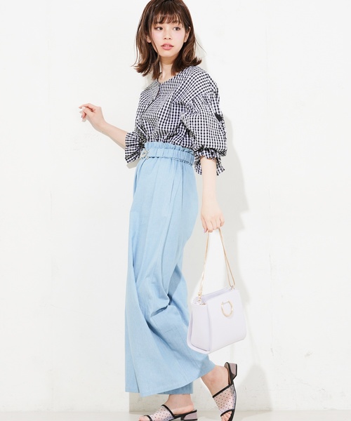 natural couture(ナチュラルクチュール)の「金具バックルベルト付パンツ(その他パンツ・レディース・ベージュ/グリーン/ブルー/ドット・FREE)」の9枚目の写真