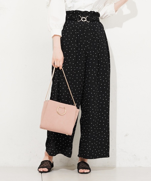 natural couture(ナチュラルクチュール)の「金具バックルベルト付パンツ(その他パンツ・レディース・ベージュ/グリーン/ブルー/ドット・FREE)」の7枚目の写真