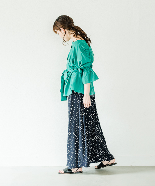 【Arumlily】 コットンシルクローン袖コンシャスブラウス 【Arumlily】 コットンシルクローン袖コンシャスブラウス