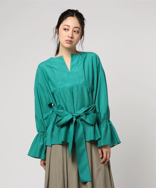 【Arumlily】 コットンシルクローン袖コンシャスブラウス 【Arumlily】 コットンシルクローン袖コンシャスブラウス