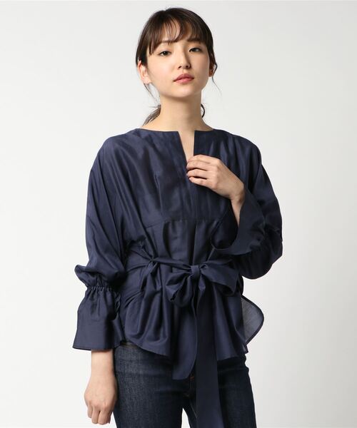 【Arumlily】 コットンシルクローン袖コンシャスブラウス 【Arumlily】 コットンシルクローン袖コンシャスブラウス