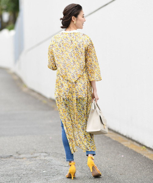 RIVE DROITE(リヴドロワ)の「フラワープリント楊柳ワンピース(ワンピース・レディース・ネイビー/イエロー・FREE)」の12枚目の写真