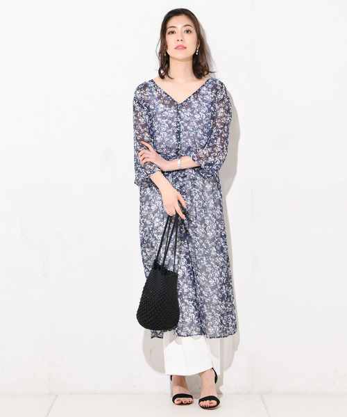 RIVE DROITE(リヴドロワ)の「フラワープリント楊柳ワンピース(ワンピース・レディース・ネイビー/イエロー・FREE)」の10枚目の写真