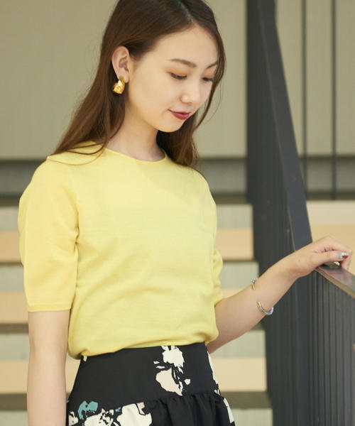 BALLSEY(ボールジィ)の「スーパーファインウール ハーフスリーブプルオーバー(ニット/セーター・レディース・ホワイト/チャコールグレー/ベージュ/イエロー/ラベンダー/バイオレット/ライトブルー/ダークブラウン/ネイビー/レッド・S/M/L)」の9枚目の写真