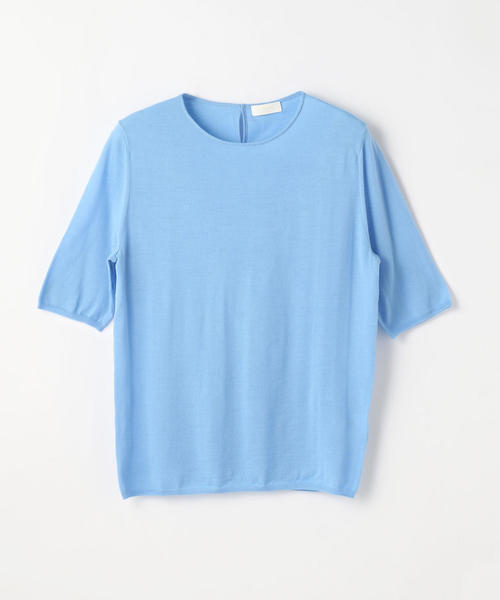 BALLSEY(ボールジィ)の「スーパーファインウール ハーフスリーブプルオーバー(ニット/セーター・レディース・ホワイト/チャコールグレー/ベージュ/イエロー/ラベンダー/バイオレット/ライトブルー/ダークブラウン/ネイビー/レッド・S/M/L)」の6枚目の写真