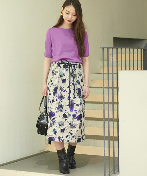 BALLSEY(ボールジィ)の「スーパーファインウール ハーフスリーブプルオーバー(ニット/セーター・レディース・ホワイト/チャコールグレー/ベージュ/イエロー/ラベンダー/バイオレット/ライトブルー/ダークブラウン/ネイビー/レッド・S/M/L)」の12枚目の写真