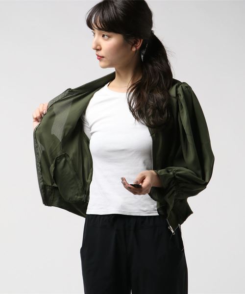 KOBE LETTUCE（コウベレタス）の「キャンディスリーブジョーゼットブルゾン＊レディース/ライトアウター[K763]神戸レタス（ブルゾン・レディース・ブラック/カーキ・FREE）」の5枚目の写真
