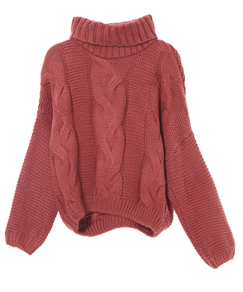 fifth（フィフス）の「ボトルネックケーブルニット（ニット/セーター・レディース・アイボリー/レッド/ブラウン・MEDIUM）」の5枚目の写真