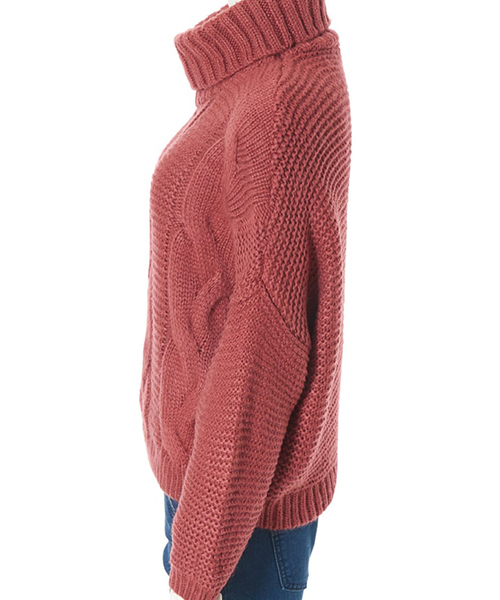 fifth（フィフス）の「ボトルネックケーブルニット（ニット/セーター・レディース・アイボリー/レッド/ブラウン・MEDIUM）」の8枚目の写真