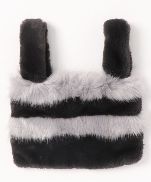 AMERICAN HOLIC（アメリカンホリック）の「・ボーダーファーマルシェバッグ（ハンドバッグ・レディース・チャコールグレー/ベージュ/グレー・FREE）」の2枚目の写真