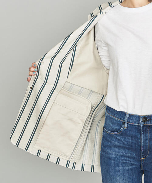 BEAUTY&YOUTH UNITED ARROWS(ビューティーアンドユースユナイテッドアローズ)の「BYストライプジャケット(テーラードジャケット・レディース・ナチュラル・MEDIUM/SMALL)」の8枚目の写真