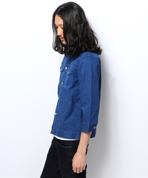 WEGO(ウィゴー)の「WEGO/カラー7分袖Gジャン(デニムジャケット・メンズ・ホワイト/ブラック/ロイヤルブルー/ワイン・LARGE/MEDIUM)」の6枚目の写真