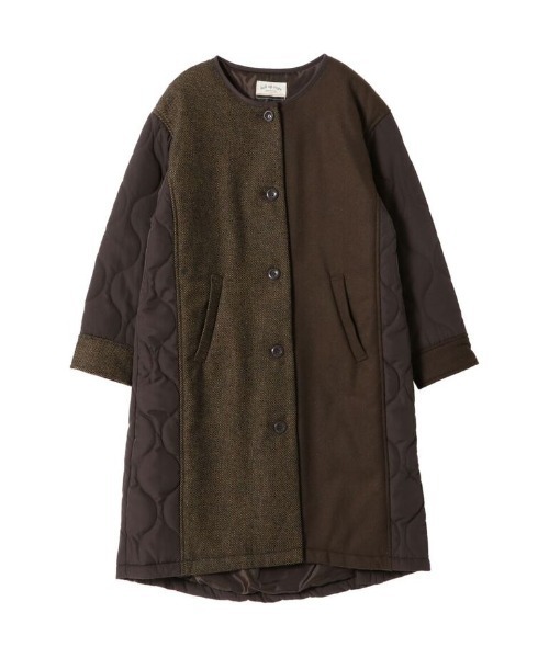 DOLLUPOOPS（ドールアップウップス）の「バックキルティング ノーカラーコート（その他アウター・レディース・チャコールグレー/ダークブラウン・38）」の2枚目の写真