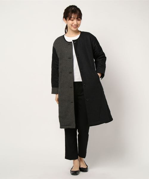 DOLLUPOOPS（ドールアップウップス）の「バックキルティング ノーカラーコート（その他アウター・レディース・チャコールグレー/ダークブラウン・38）」の8枚目の写真