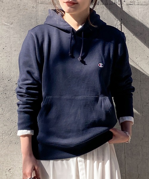 Champion（チャンピオン）の「[Champion]チャンピオン　フード付スウェットパーカー（スウェット・レディース・ホワイト/グレー/ブラック/ネイビー/オリーブ/グレー系その他/チャコール/ベージュ/オレンジ/レンガ/モスグリーン・L/M）」の9枚目の写真