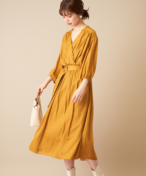 natural couture（ナチュラルクチュール）の「サテンカシュクールギャザーワンピース（ワンピース・レディース・ブラウン/イエロー/ボルドー/その他1/その他2/ピンクベージュ・FREE）」の19枚目の写真