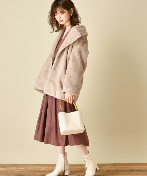 natural couture（ナチュラルクチュール）の「サテンカシュクールギャザーワンピース（ワンピース・レディース・ブラウン/イエロー/ボルドー/その他1/その他2/ピンクベージュ・FREE）」の15枚目の写真