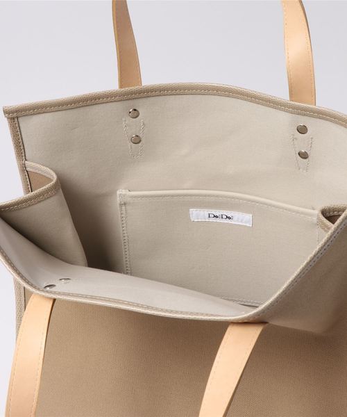 DouDou（ドゥドゥ）の「キャンバスパイピングバッグ（トートバッグ・レディース・ベージュ/オフホワイト・FREE）」の5枚目の写真