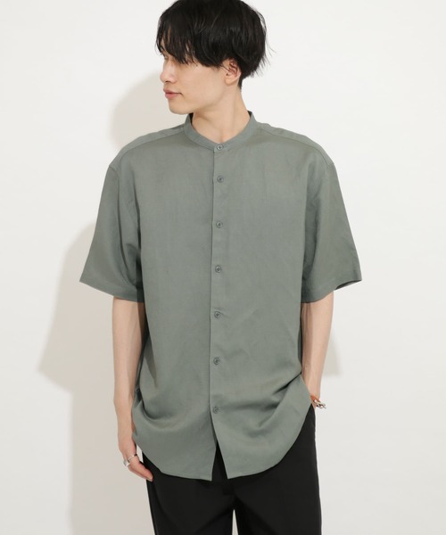 SENSE OF PLACE by URBAN RESEARCH（センスオブプレイスバイアーバンリサーチ）の「リネンレーヨン バンドカラーシャツ B（シャツ/ブラウス・メンズ・ホワイト/ライトベージュ/ミント/ブラック・LARGE/SMALL/MEDIUM）」の4枚目の写真
