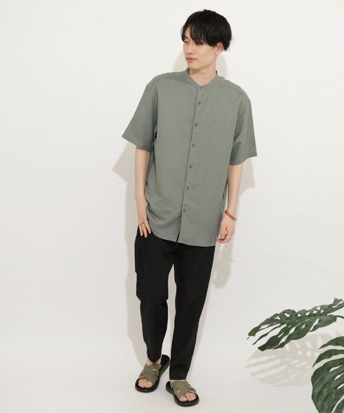 SENSE OF PLACE by URBAN RESEARCH（センスオブプレイスバイアーバンリサーチ）の「リネンレーヨン バンドカラーシャツ B（シャツ/ブラウス）」 - WEAR