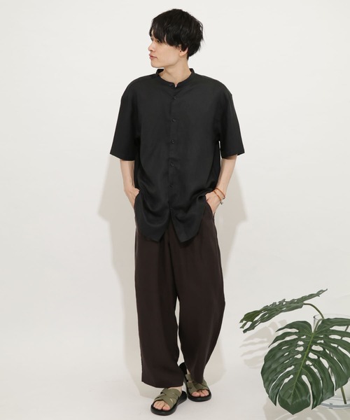 SENSE OF PLACE by URBAN RESEARCH（センスオブプレイスバイアーバンリサーチ）の「リネンレーヨン バンドカラーシャツ B（シャツ/ブラウス・メンズ・ホワイト/ライトベージュ/ミント/ブラック・LARGE/SMALL/MEDIUM）」の9枚目の写真