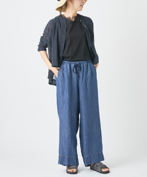 PUAL CE CIN（ピュアルセシン）の「７ｏｚリネンデニムパンツ（デニムパンツ・レディース・インディゴブルー/ブルー・FREE）」の13枚目の写真