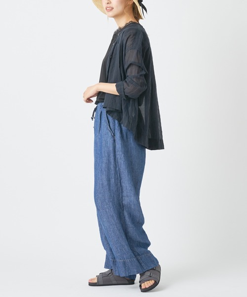 PUAL CE CIN（ピュアルセシン）の「７ｏｚリネンデニムパンツ（デニムパンツ・レディース・インディゴブルー/ブルー・FREE）」の8枚目の写真