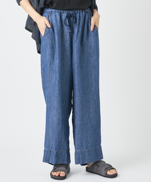 PUAL CE CIN（ピュアルセシン）の「７ｏｚリネンデニムパンツ（デニムパンツ・レディース・インディゴブルー/ブルー・FREE）」の6枚目の写真