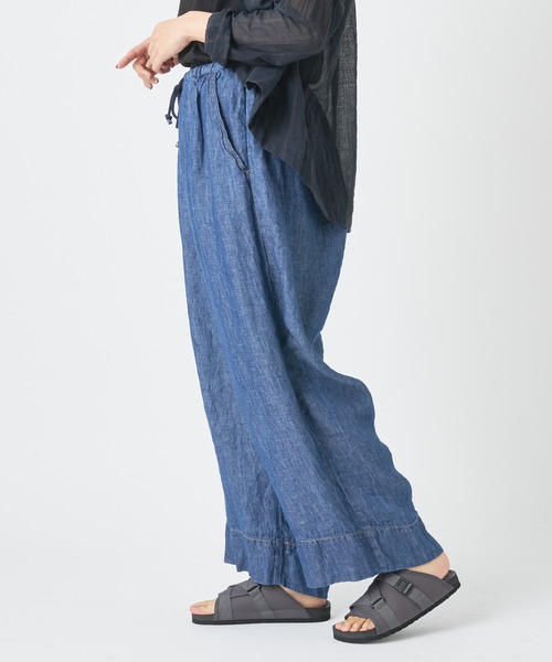 PUAL CE CIN（ピュアルセシン）の「７ｏｚリネンデニムパンツ（デニムパンツ・レディース・インディゴブルー/ブルー・FREE）」の3枚目の写真