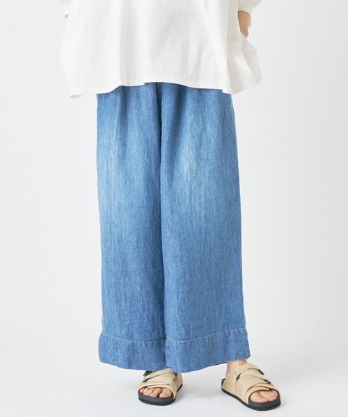 PUAL CE CIN（ピュアルセシン）の「７ｏｚリネンデニムパンツ（デニムパンツ・レディース・インディゴブルー/ブルー・FREE）」の12枚目の写真