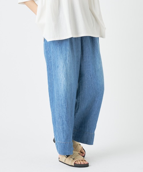 PUAL CE CIN（ピュアルセシン）の「７ｏｚリネンデニムパンツ（デニムパンツ・レディース・インディゴブルー/ブルー・FREE）」の7枚目の写真