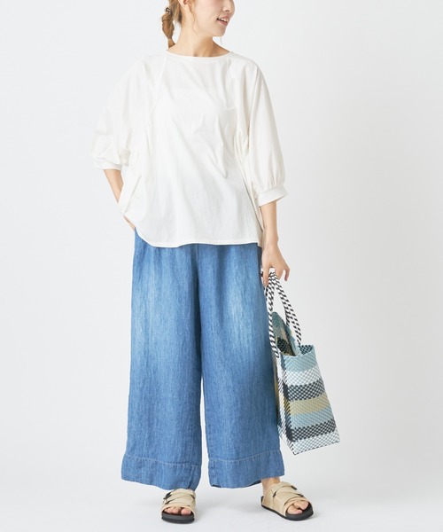 PUAL CE CIN（ピュアルセシン）の「７ｏｚリネンデニムパンツ（デニムパンツ・レディース・インディゴブルー/ブルー・FREE）」の9枚目の写真